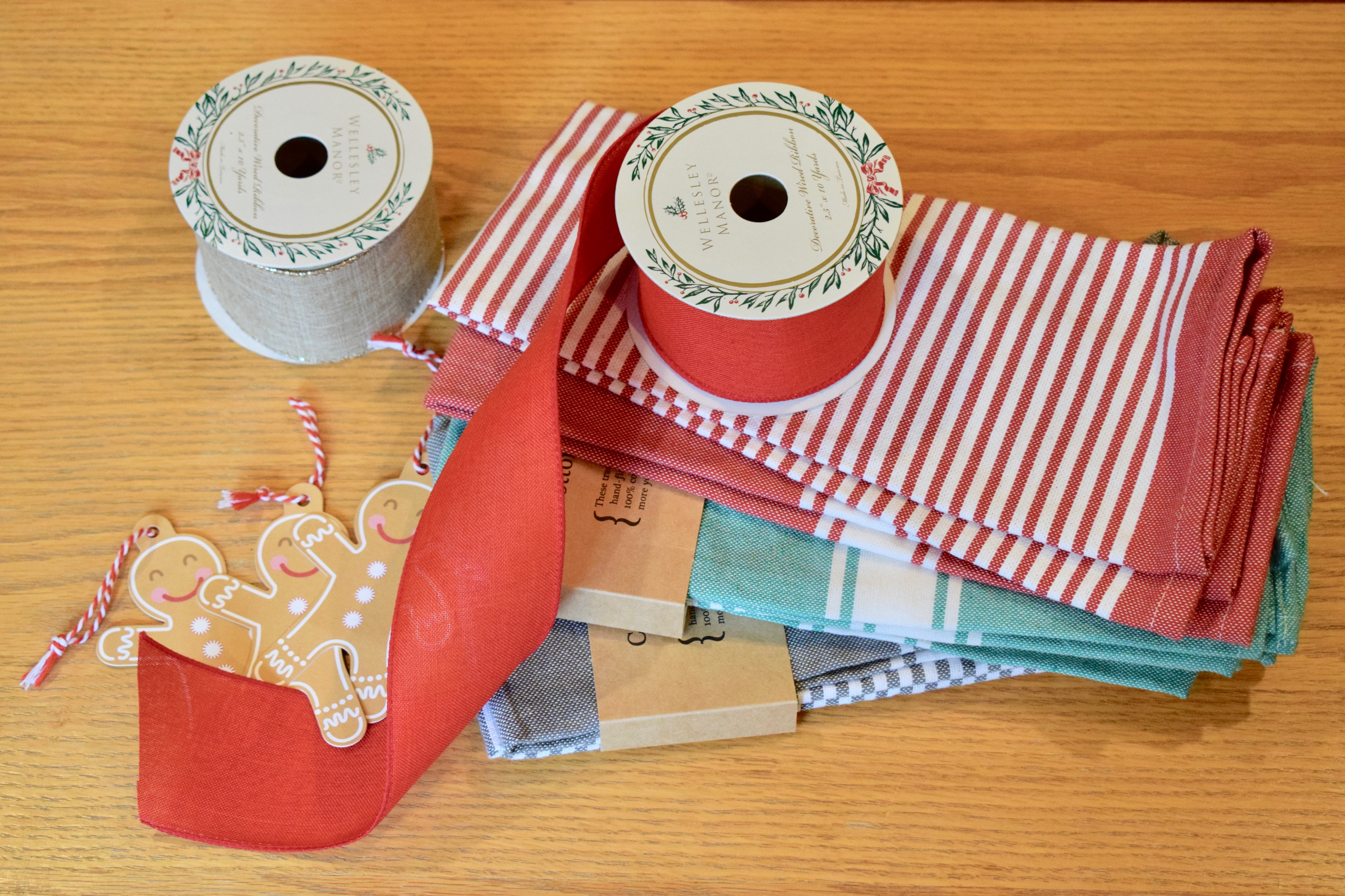 Supplies Needed for Wrapping Gifts in Kitchen Towels, Reusable Gift Wrapping