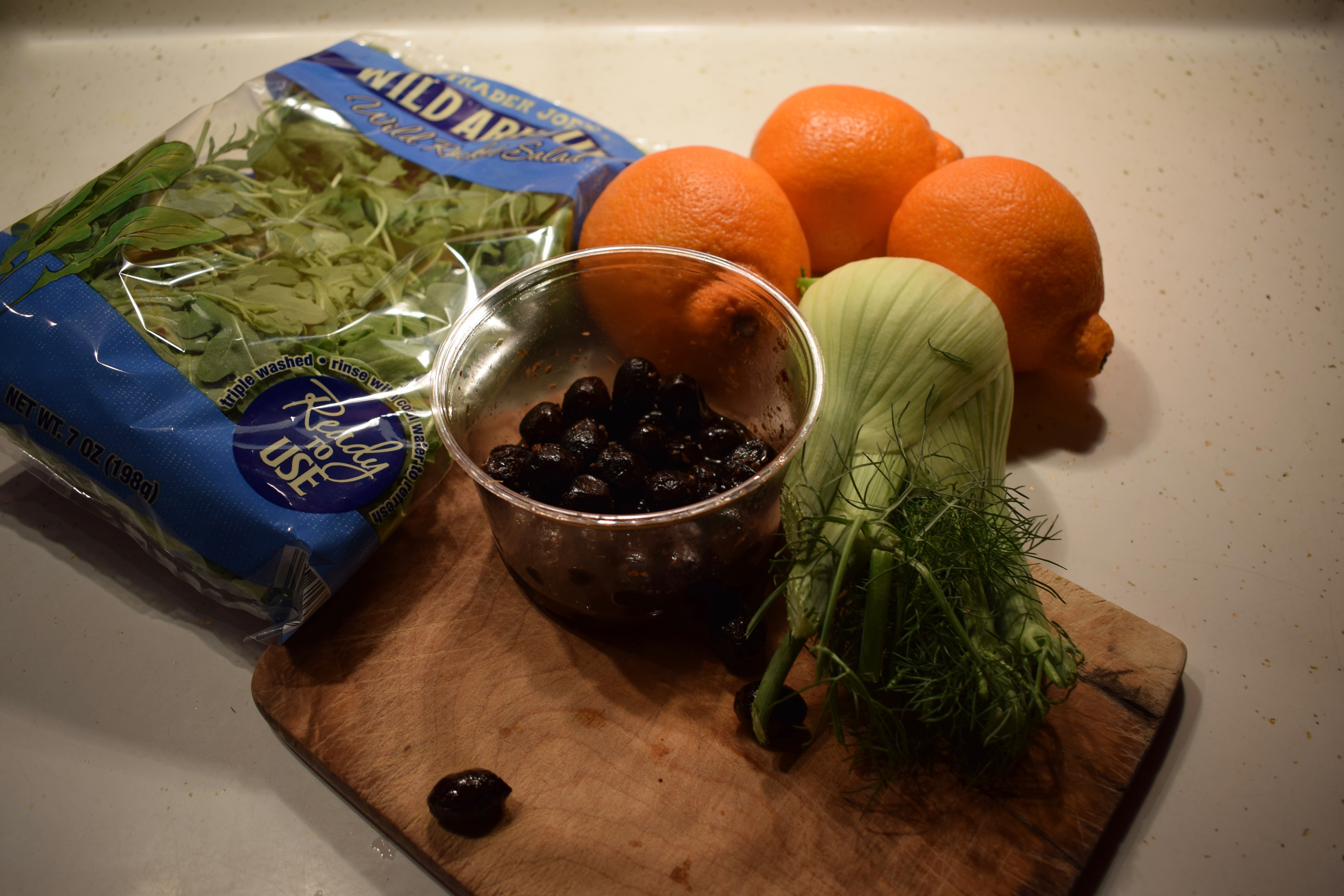 Ingredients for Arugula, Orange and Fennel Salad