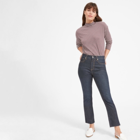 Everlane Dark Blue Kick Crop Jean