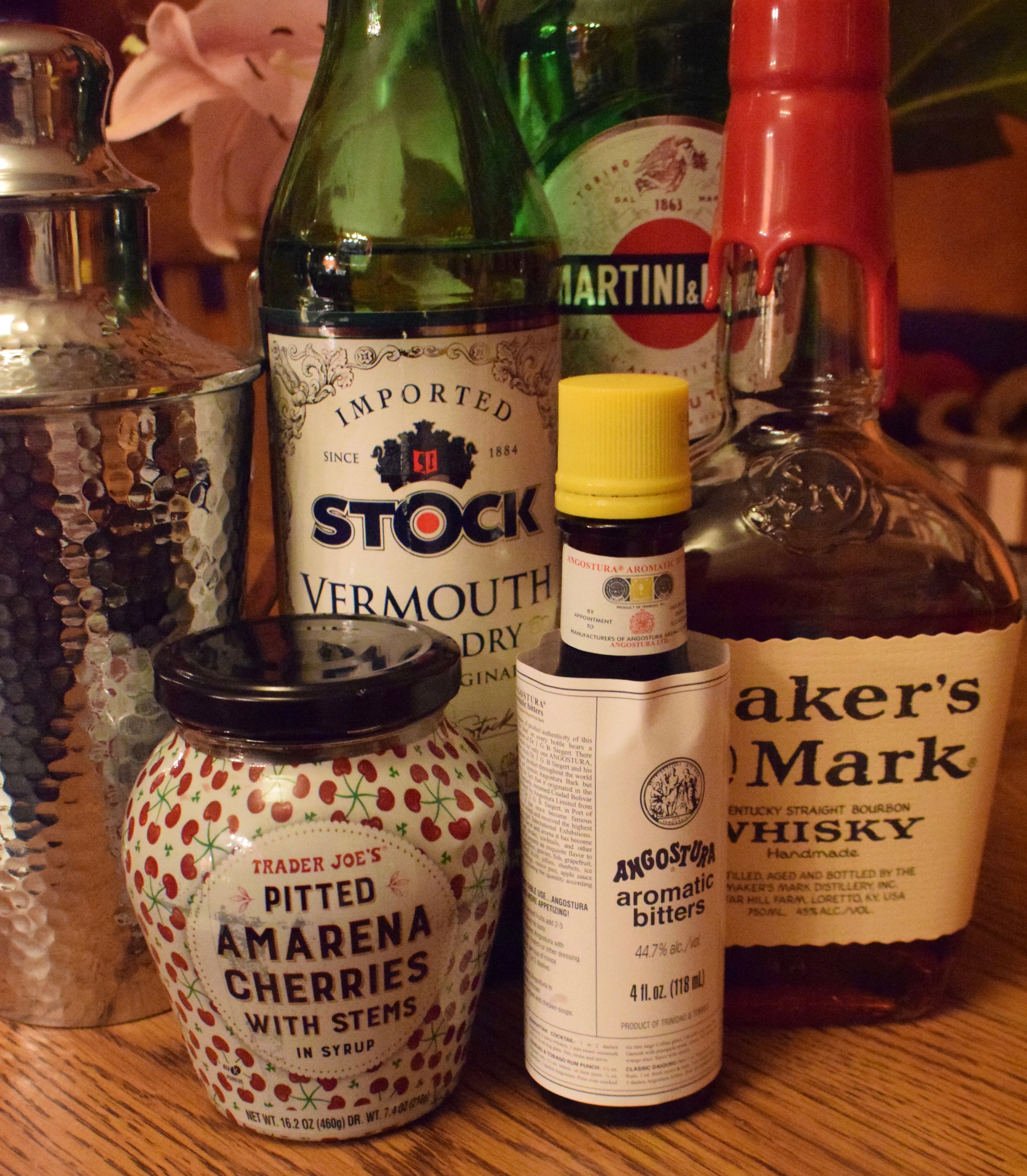 Bourbon Manhattan Cocktail Ingredients