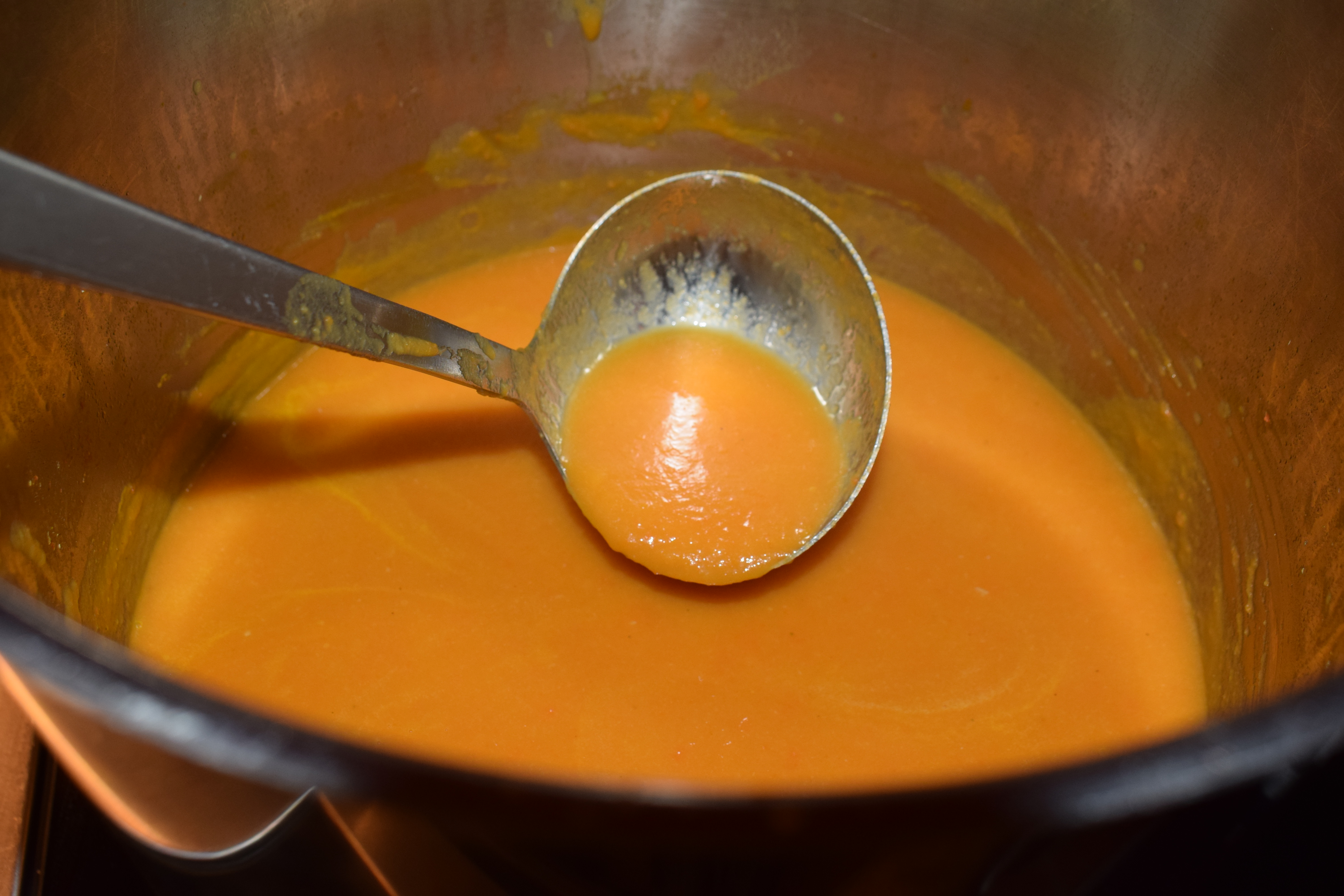 Carrot, Ginger and Orange Soup in the Pot