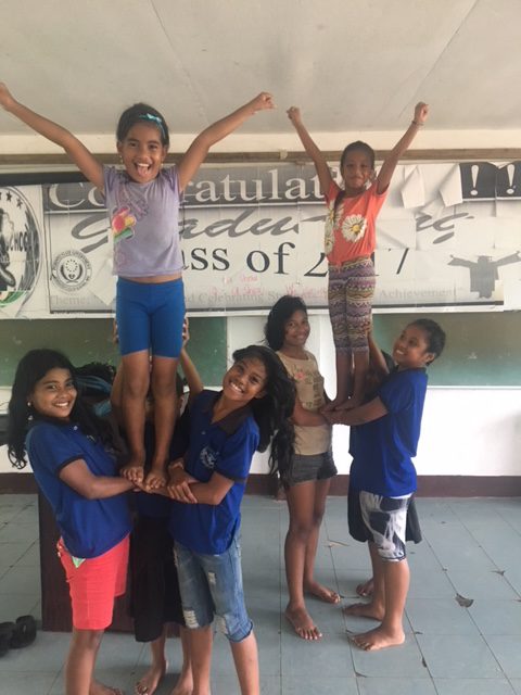 Devin Mara, Peace Corps Volunteer, Students in Devin's Dance Club Learning Some Cheerleading Moves