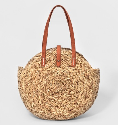 Straw Bags for Summer, Round Shopper Straw Tote Handbag