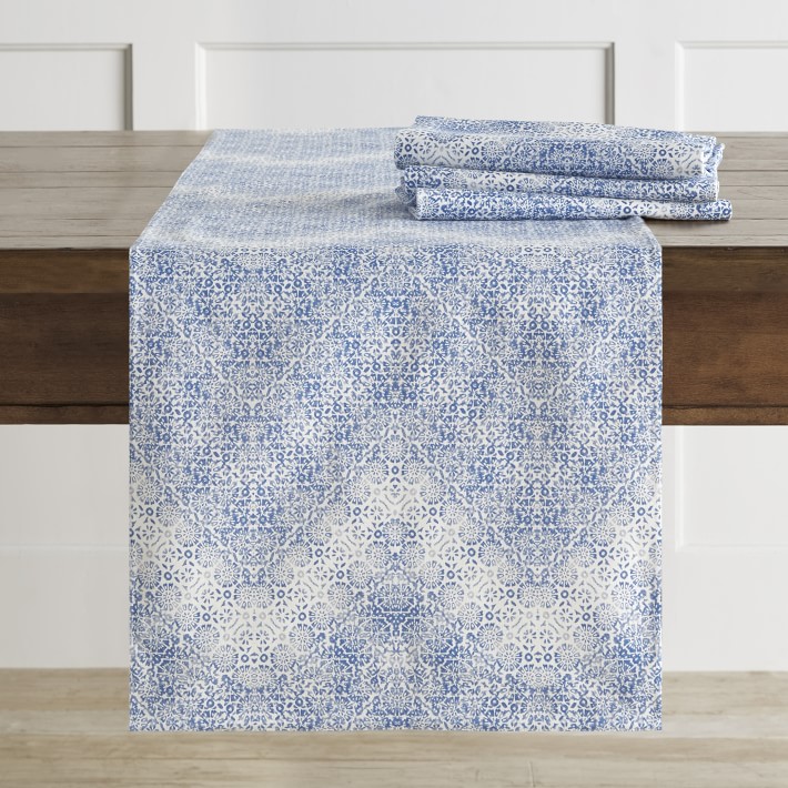 Williams Sonoma Blue and White Table Runner