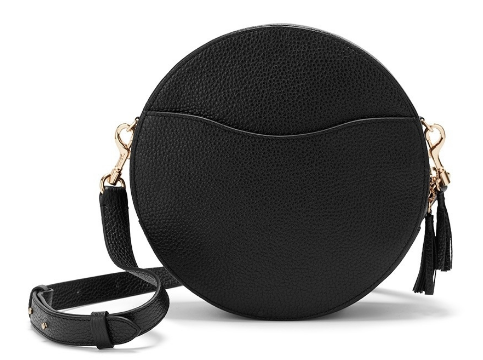 Cuyana Circular Crossbody Bag in Black Pebbled Leather