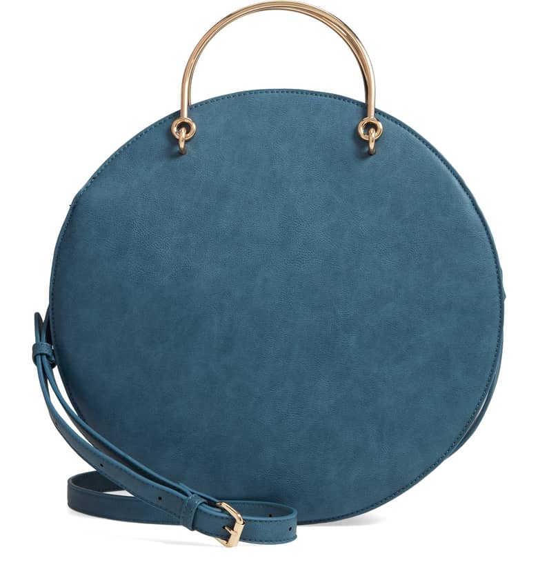 Mali Lili Blue Vegan Leather Round Top Handle Bag