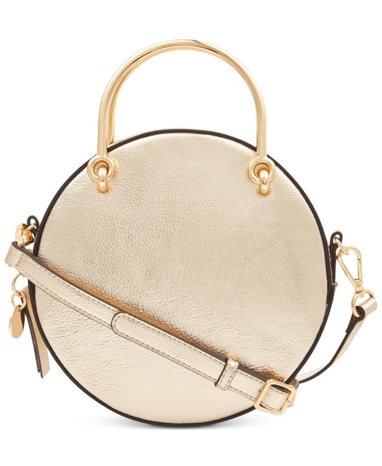 Nine West Orianna Top-Handle Small Circle Crossbody Bag in Gold