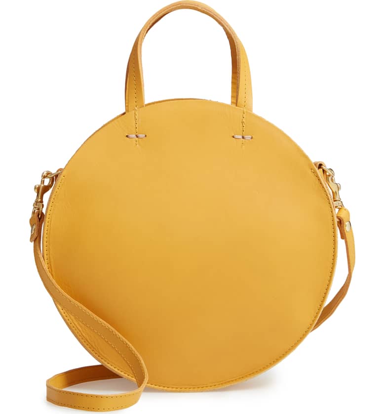Petit Alistair Leather Circular Crossbody Bag in Marigold