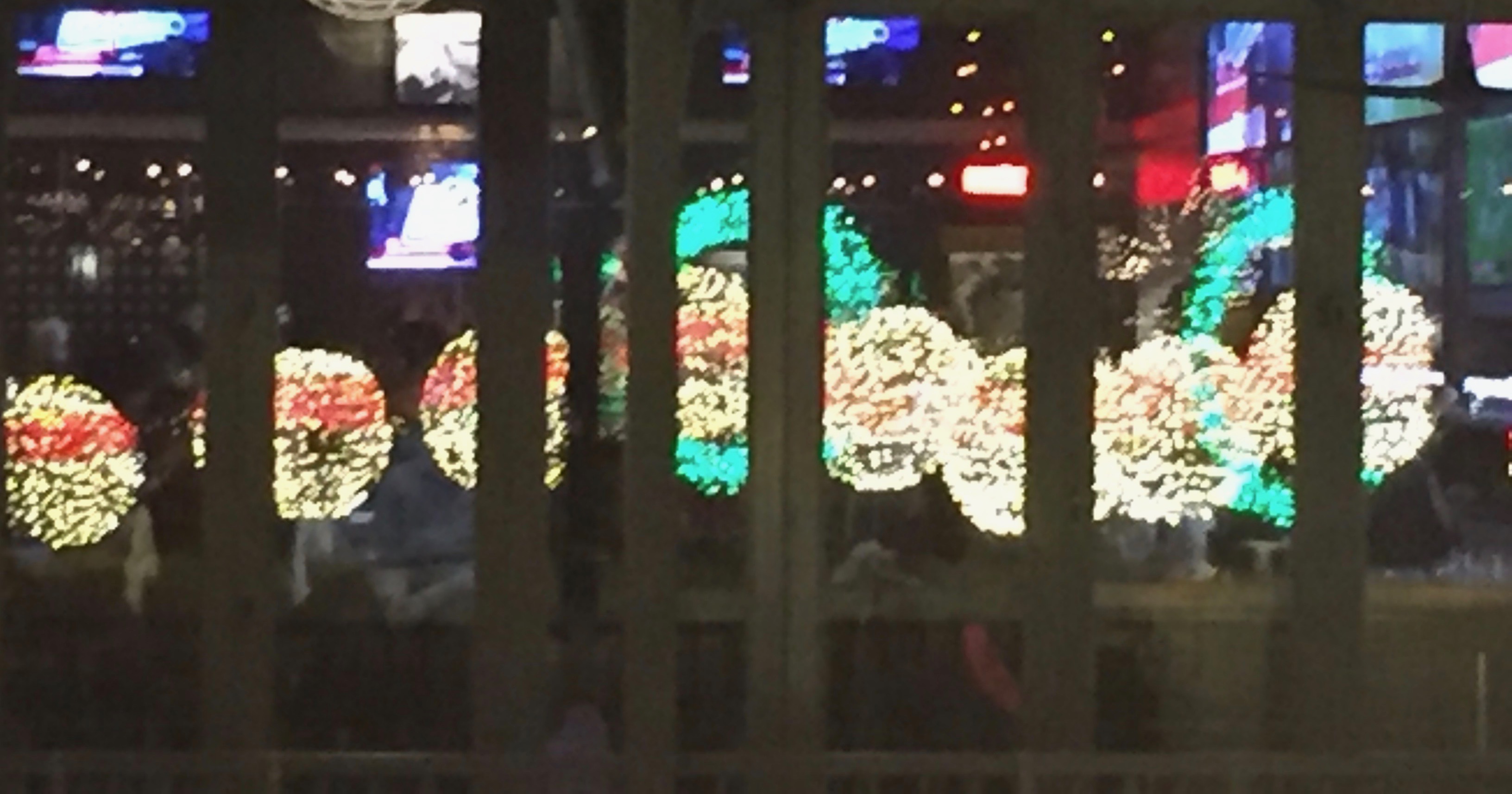 It's the weekend! Number 83, Holiday Lights Reflected in a Tavern's Windows