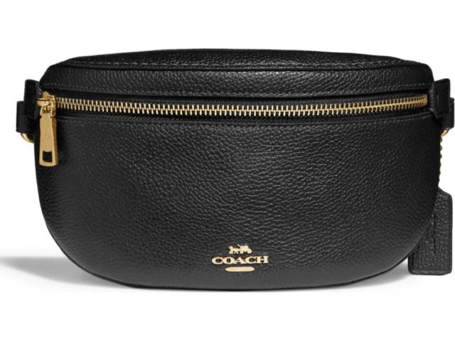 Coach Pebbled Leather Belt Bag In Black