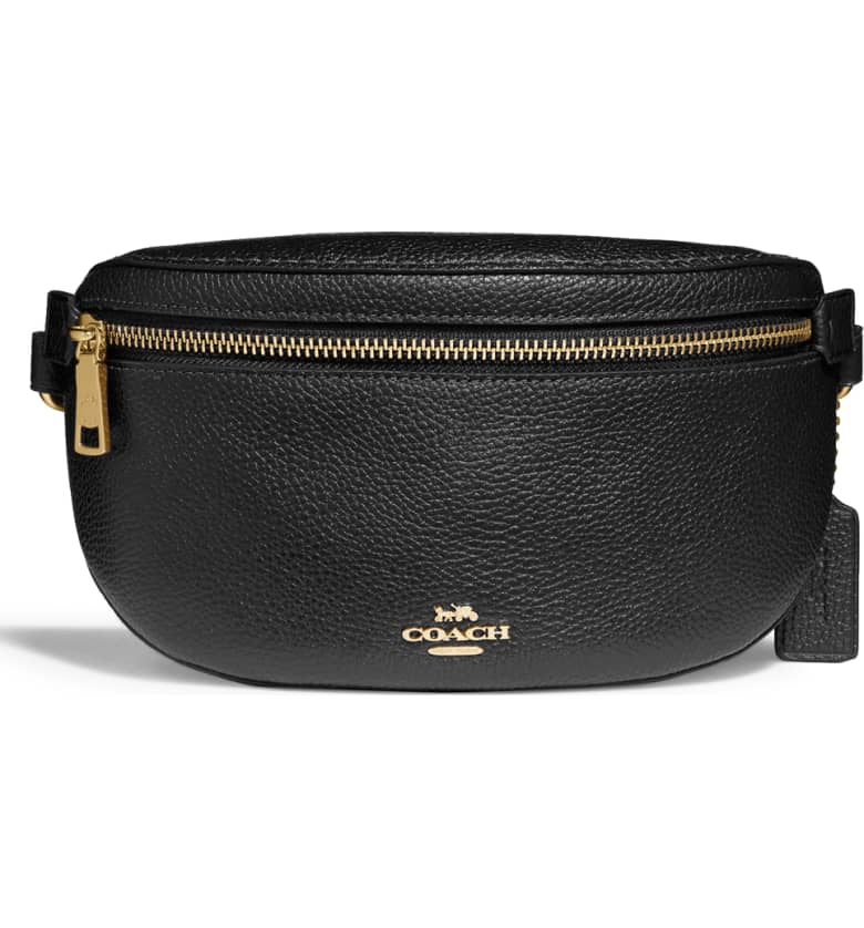 Coach Pebbled Leather Belt Bag In Black