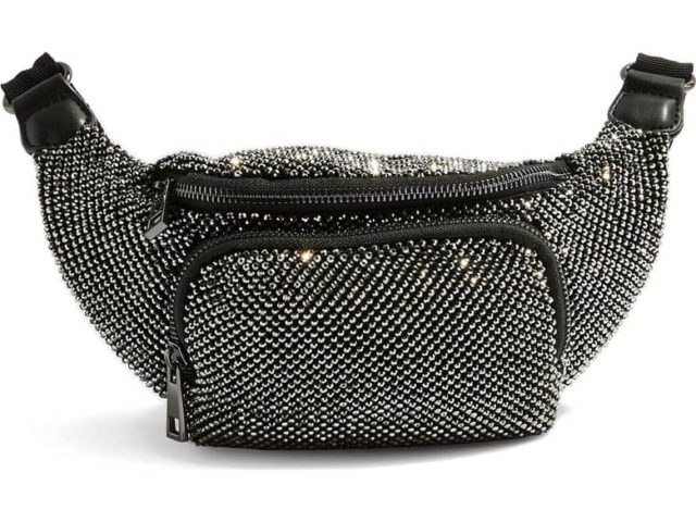 Topshop Diana Diamante Bumbag in Glittery Black