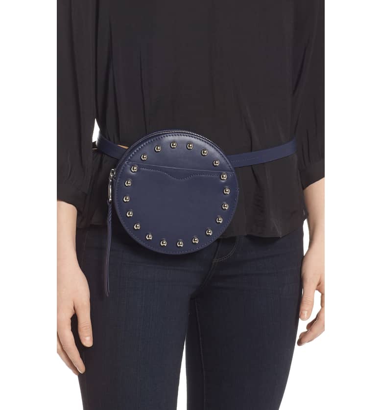 Rebecca Minkoff Studded Leather Belt Bag Worn at Waist