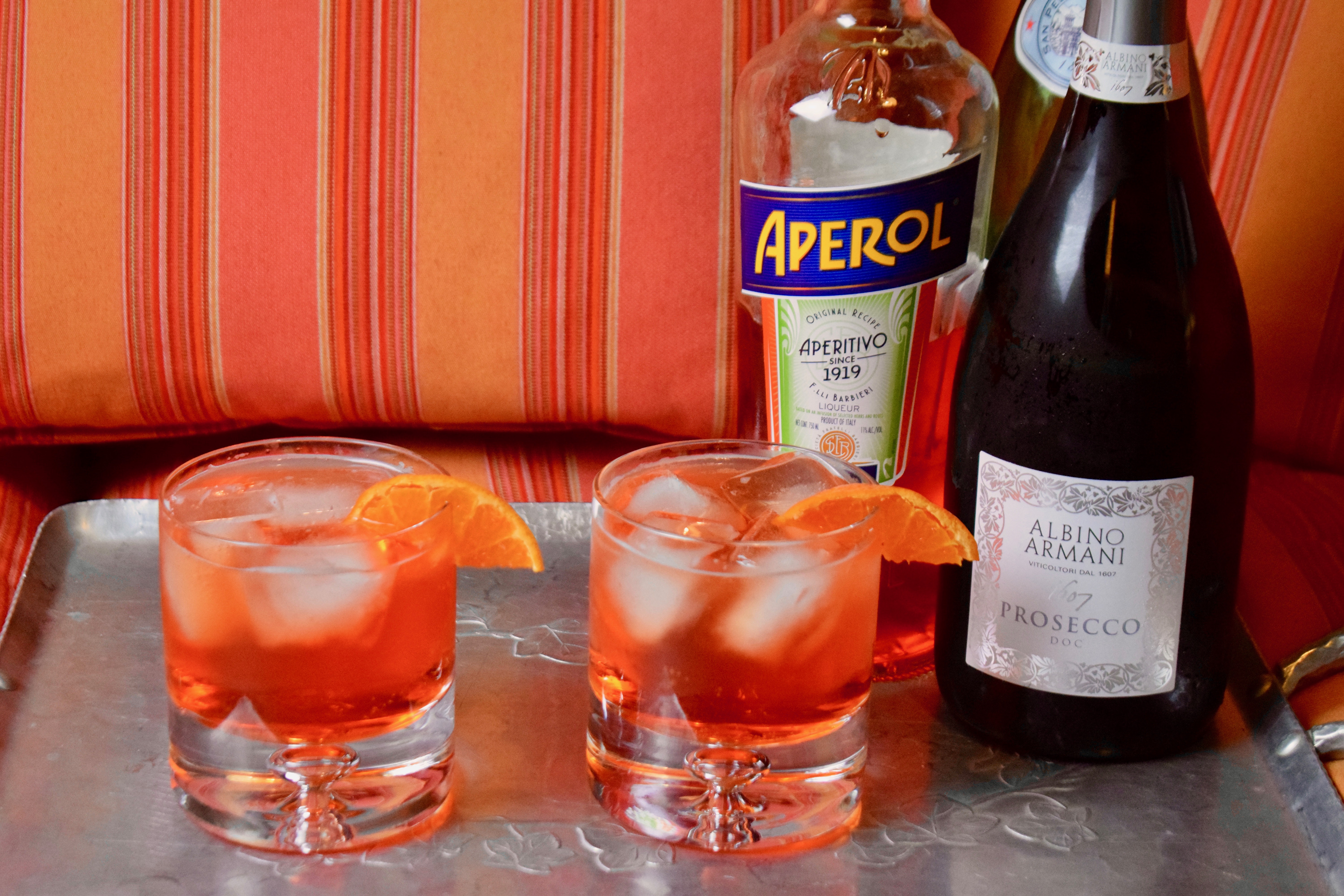 Aperol Spritz on the Rocks with Ingredients