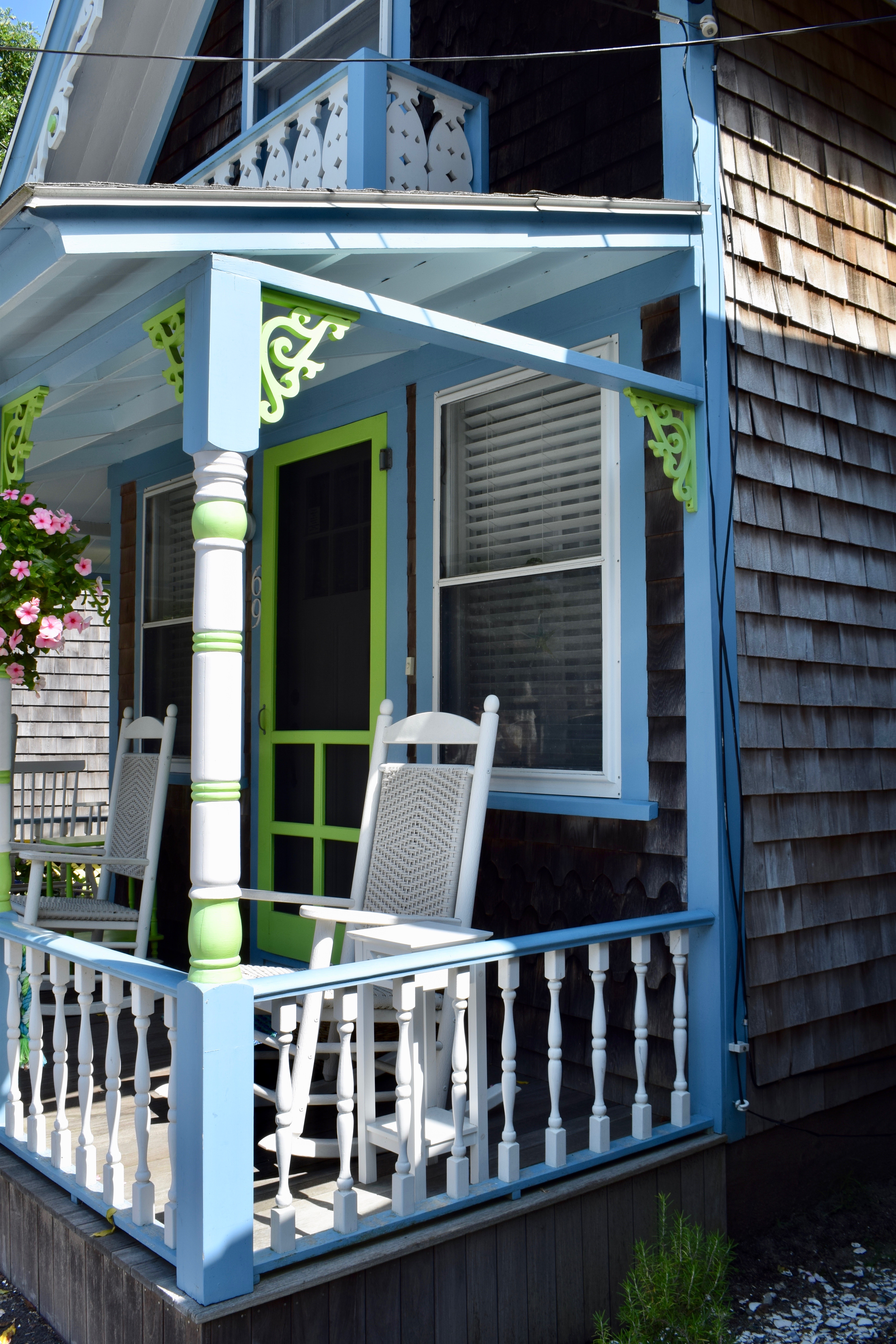 Cottage with Blue, Green and White Trim