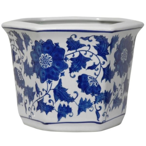 Home Depot Blue and White Porcelain Flower Pot