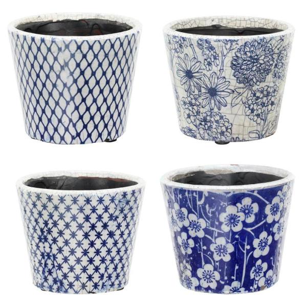 Home Depot White and Blue Plant Pots