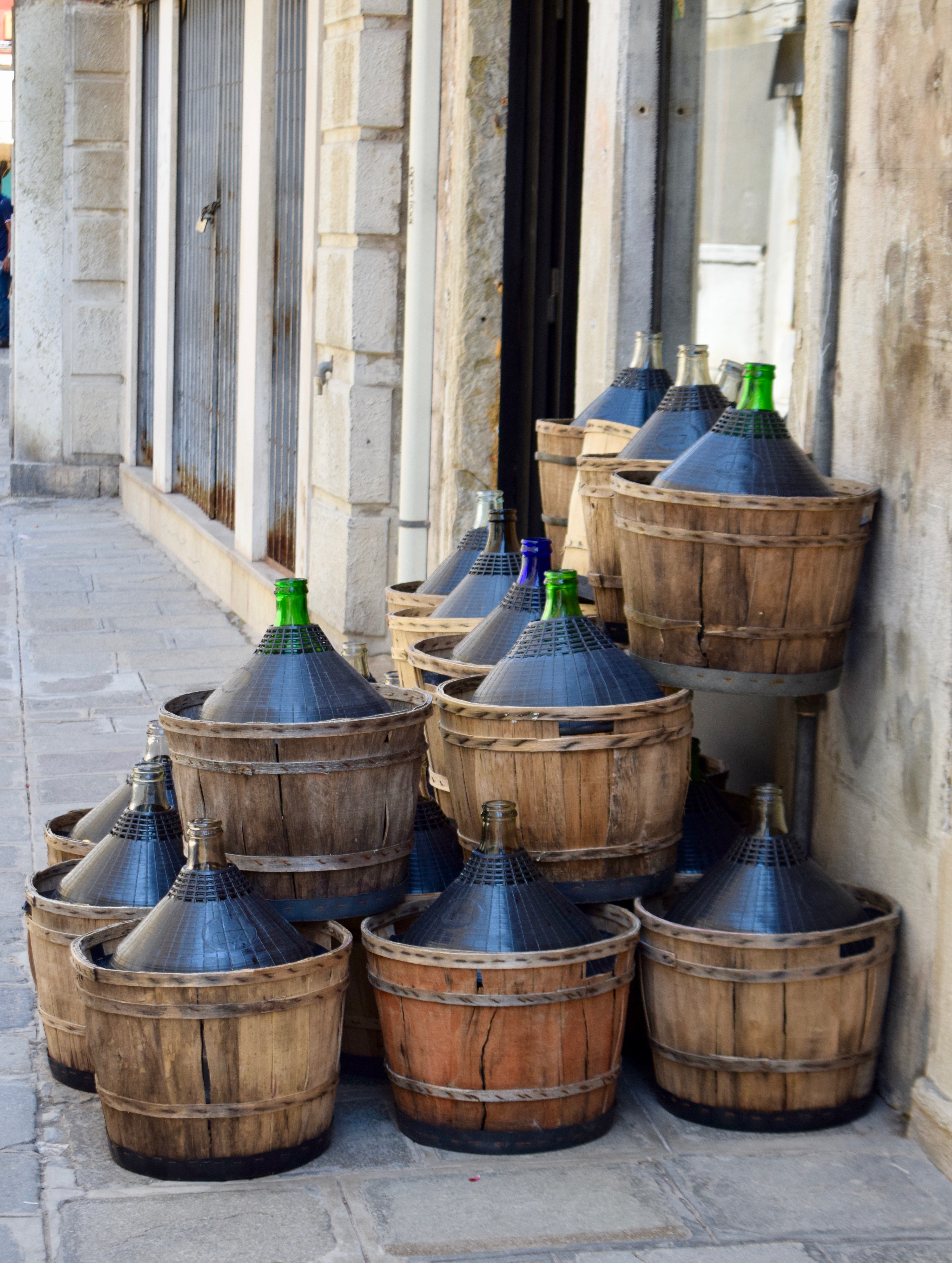 It's the weekend, number 111, Wine Jugs Outside a Store in Venice