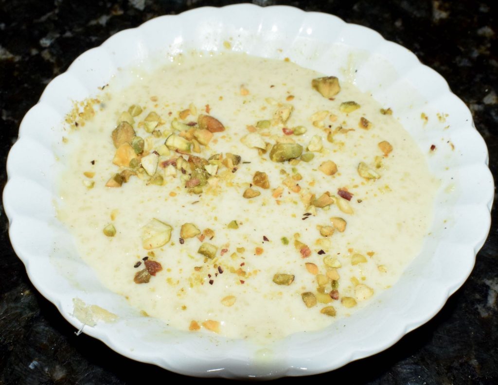Diwali 2018, Kheer (Rice Pudding) with Saffron, Cardamom and Pistachios