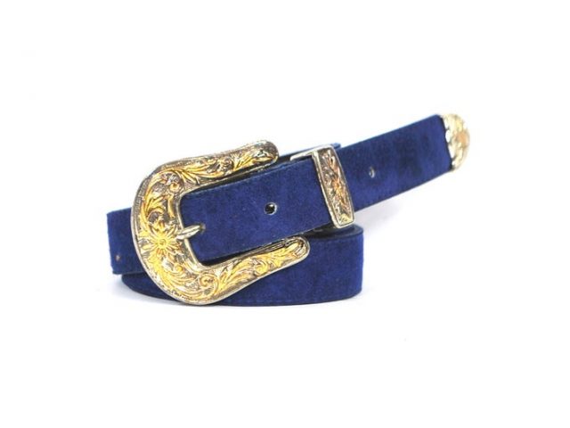 Vintage Blue Suede Belt