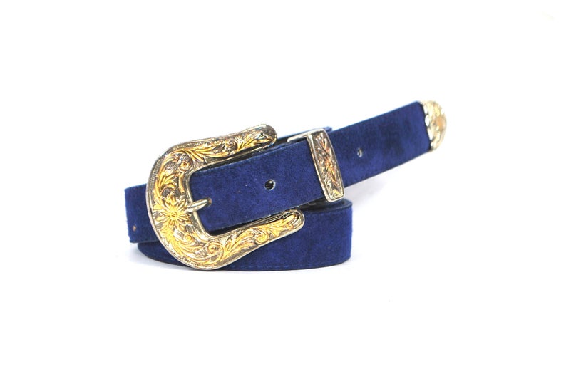 Vintage Blue Suede Belt