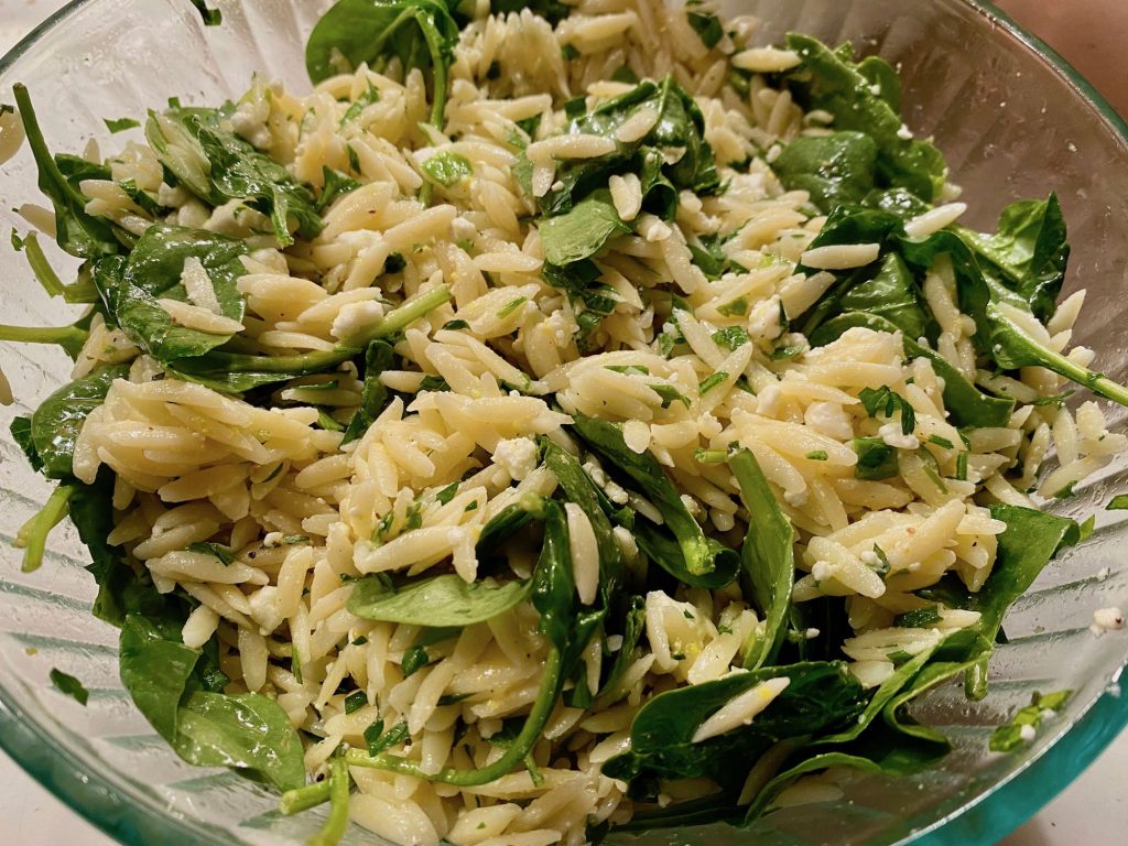 Orzo Salad with Spinach and Feta Cheese