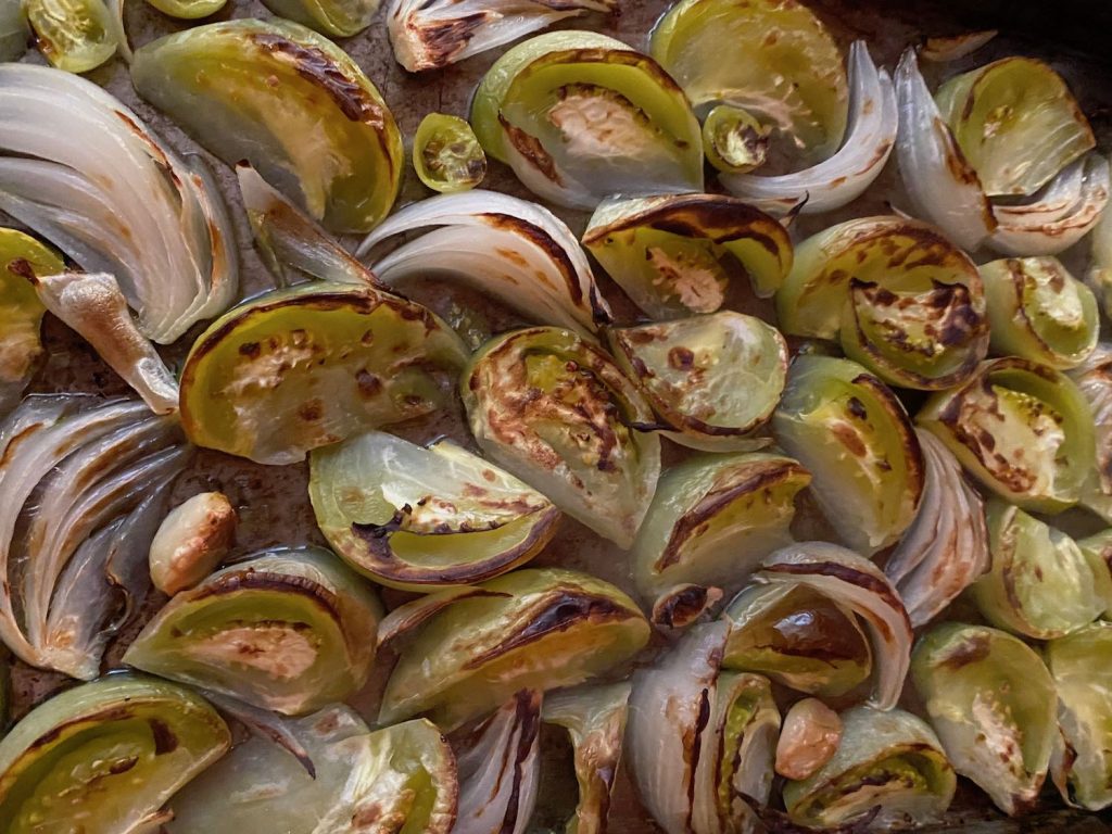 Ingredients for Roasted Green Tomato Salsa