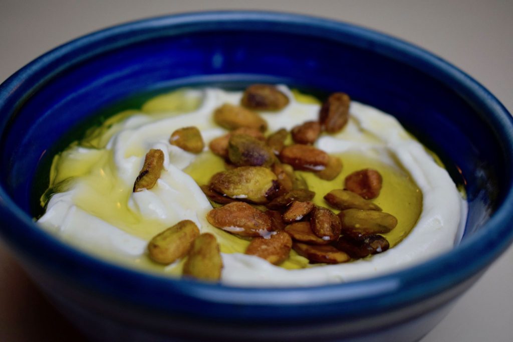 Greek Yogurt with Lemon, Olive Oil and Pistachios