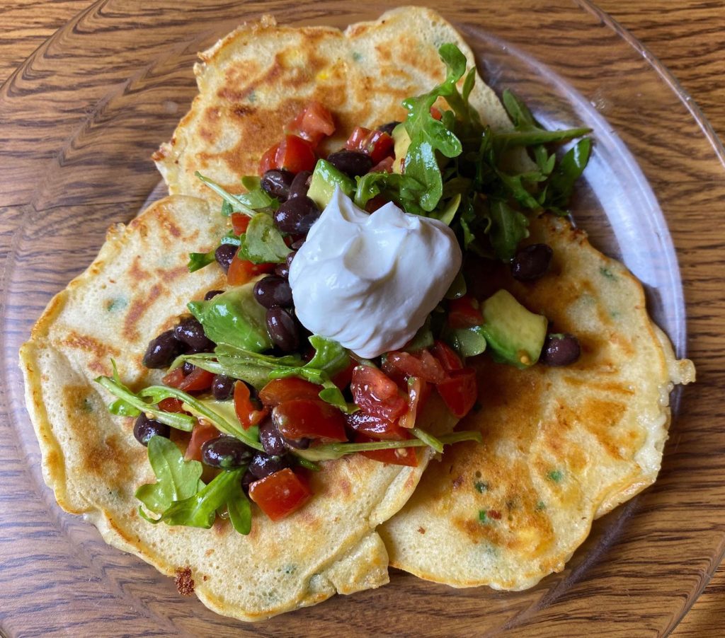 Corn and Chive Sourdough Pancakes