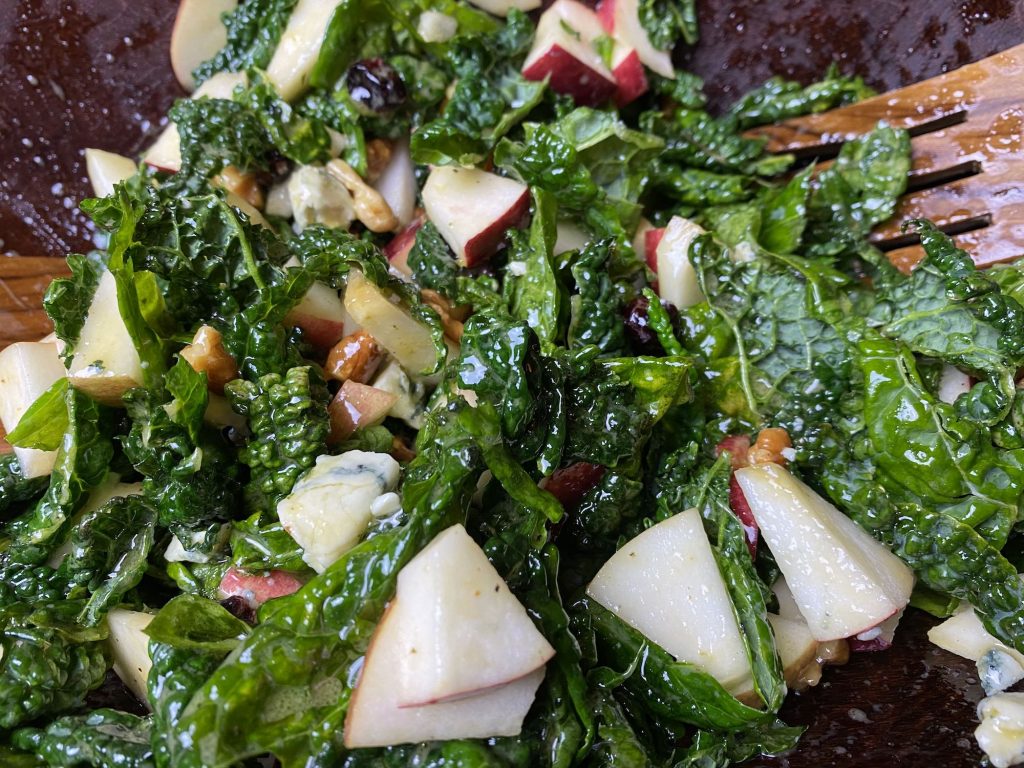 Kale Salad with Apples, Cranberries and Walnuts