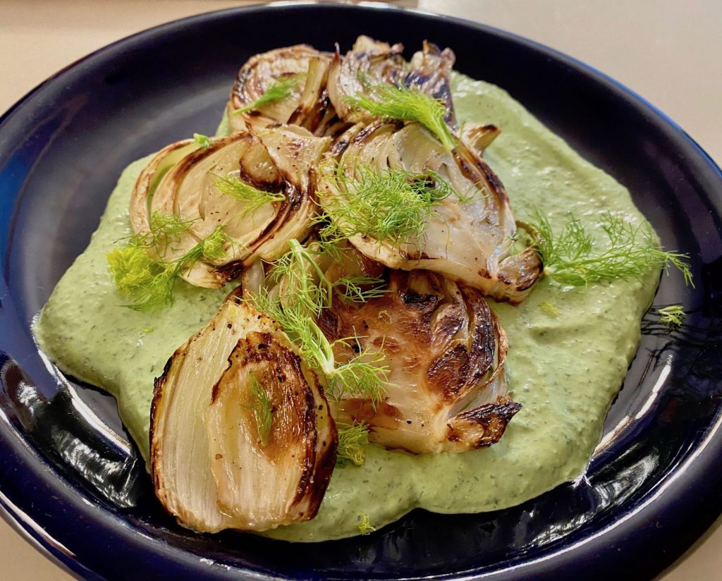 Grilled Fennel with Green Herbed Yogurt