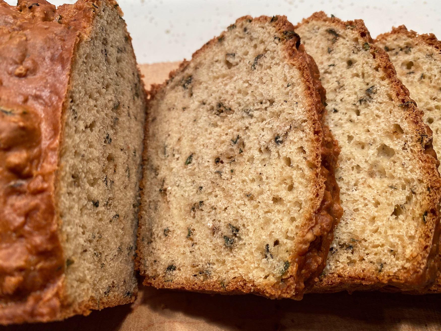 Loaf of Parmesan Basil Sourdough Quick Bread