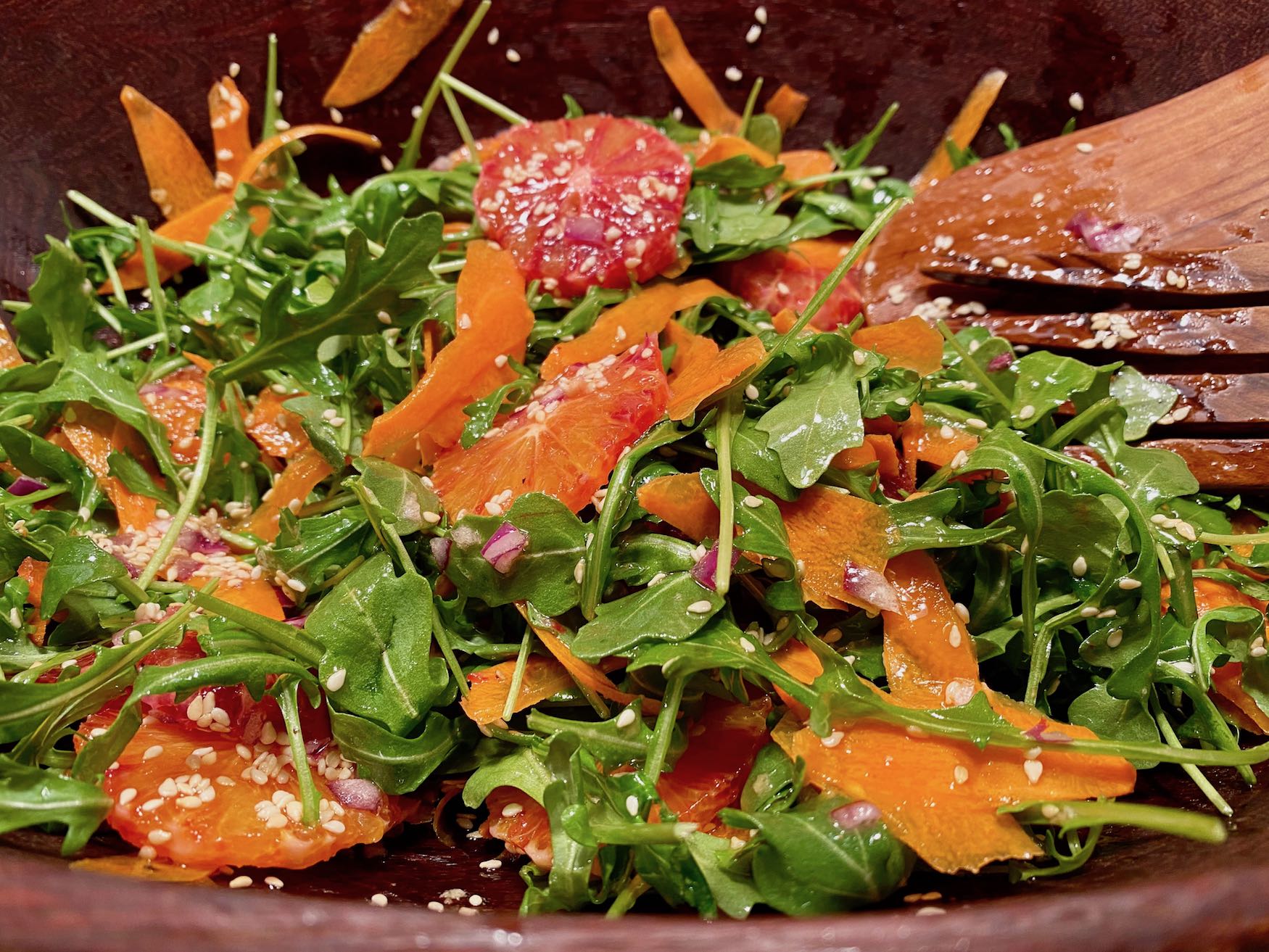 Carrot, Arugula and Blood Orange Salad with Ginger Vinaigrette