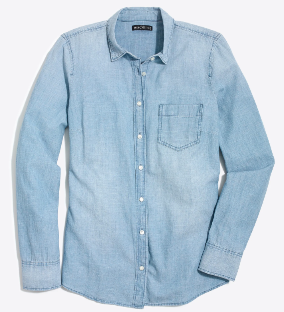 J Crew Factory Signature Fit Chambray Shirt in Lovers Lane Wash