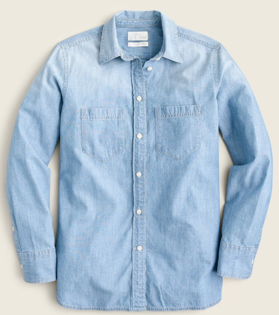 J Crew Factory Classic-Fit Chambray Shirt in Weston Wash