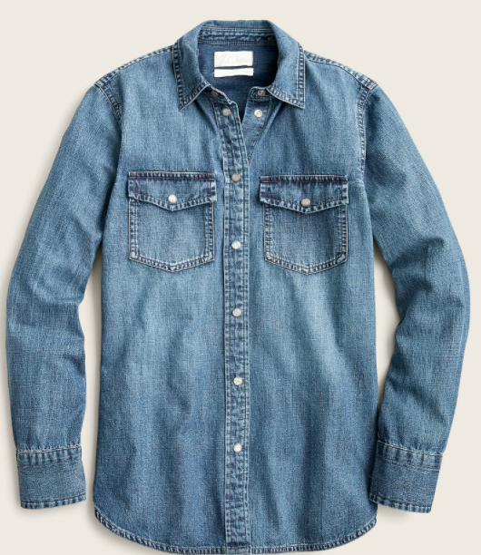 J Crew Factory Slim-Fit Chambray Shirt in Colebrook Wash