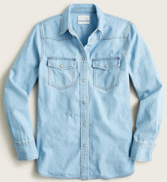 J Crew Factory Slim-Fit Western Chambray Shirt in Light Wash