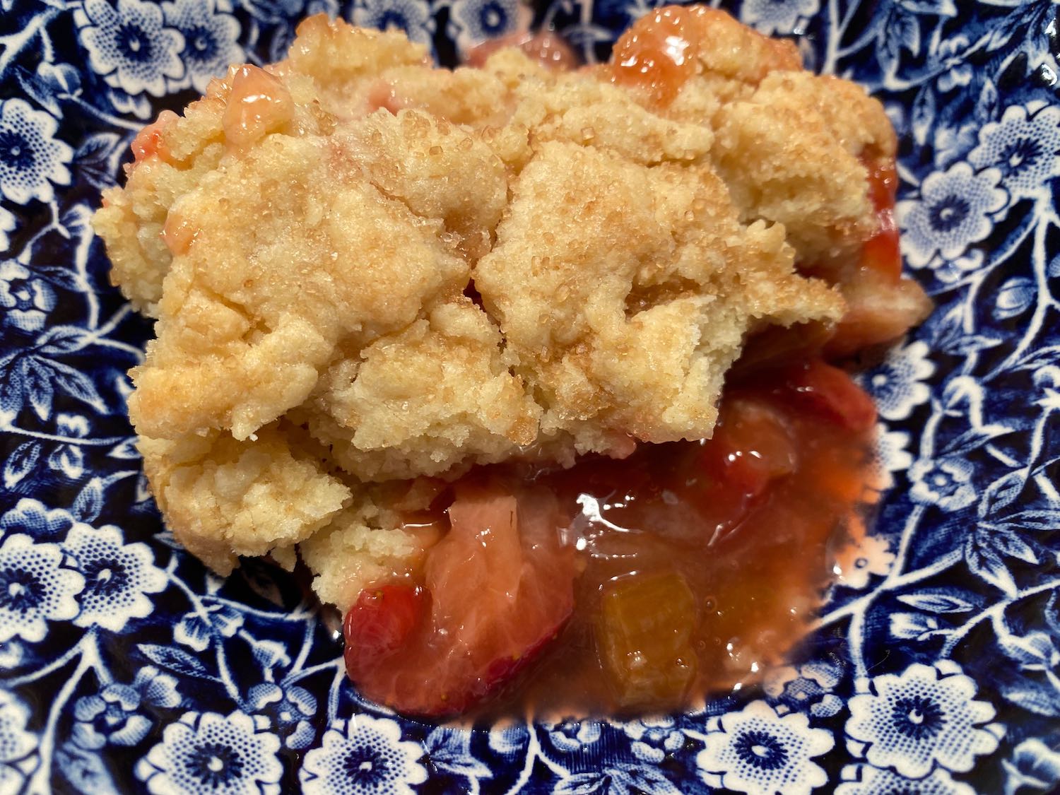 A Bowl of Strawberry Rhubarb Cobbler