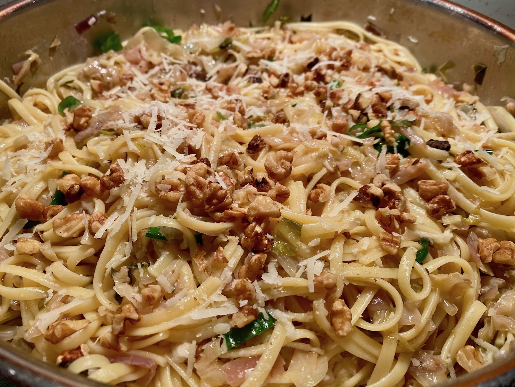 Pasta with Caramelized Cabbage and Toasted Walnuts