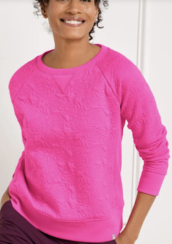 Talbot's Rose Quilted Crewneck Pullover