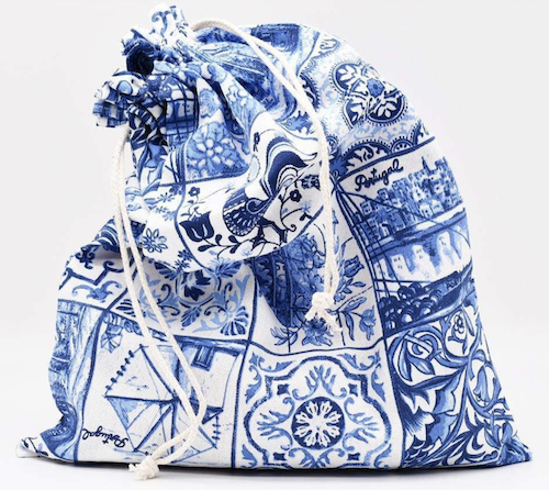 Blue and White Cotton Bread Bag