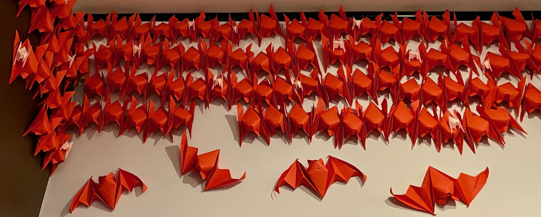 It's the weekend! Number 323, Red Paper Bats by Michael G. LaFosse in an Exhibit at the Peabody Essex Museum in Salem, MA