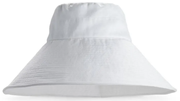 White Cotton Linen Blend Beach Hat for Women