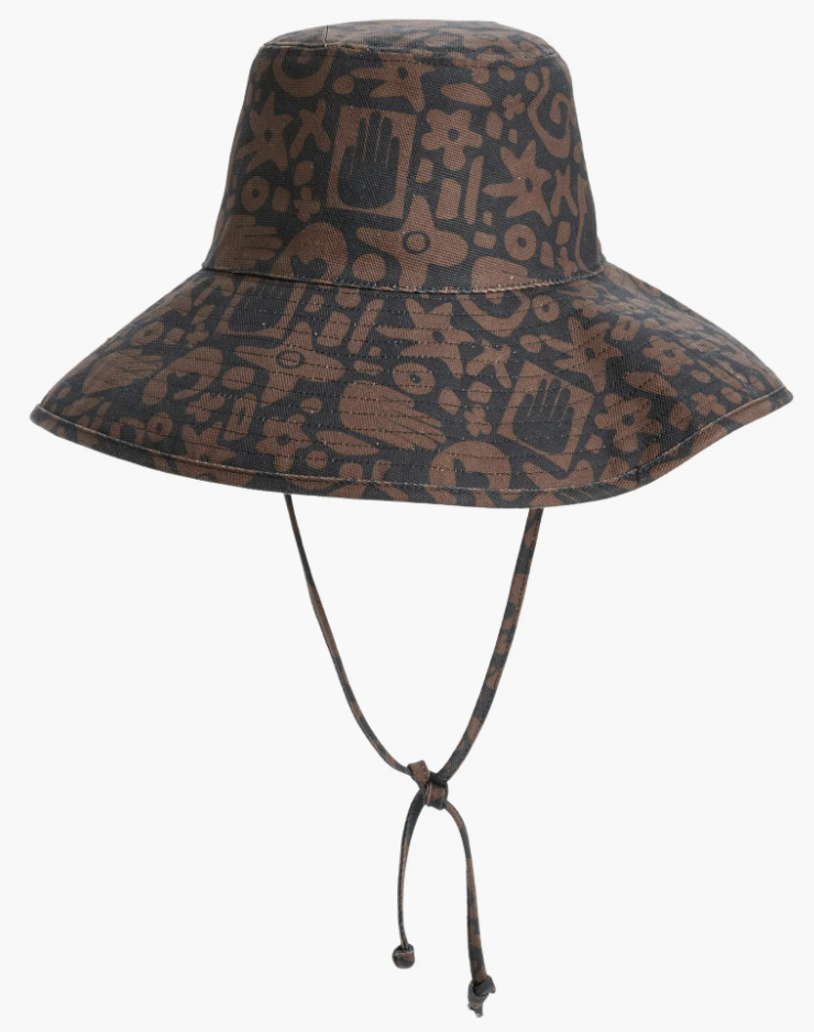 Brown and White Patterned Bucket Hat for Women
