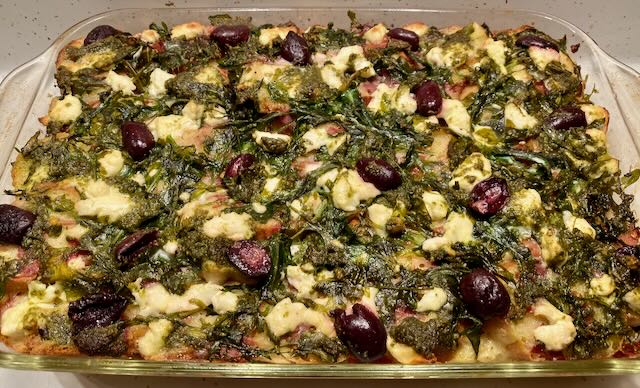 Baked Basil Strata Out of the Oven