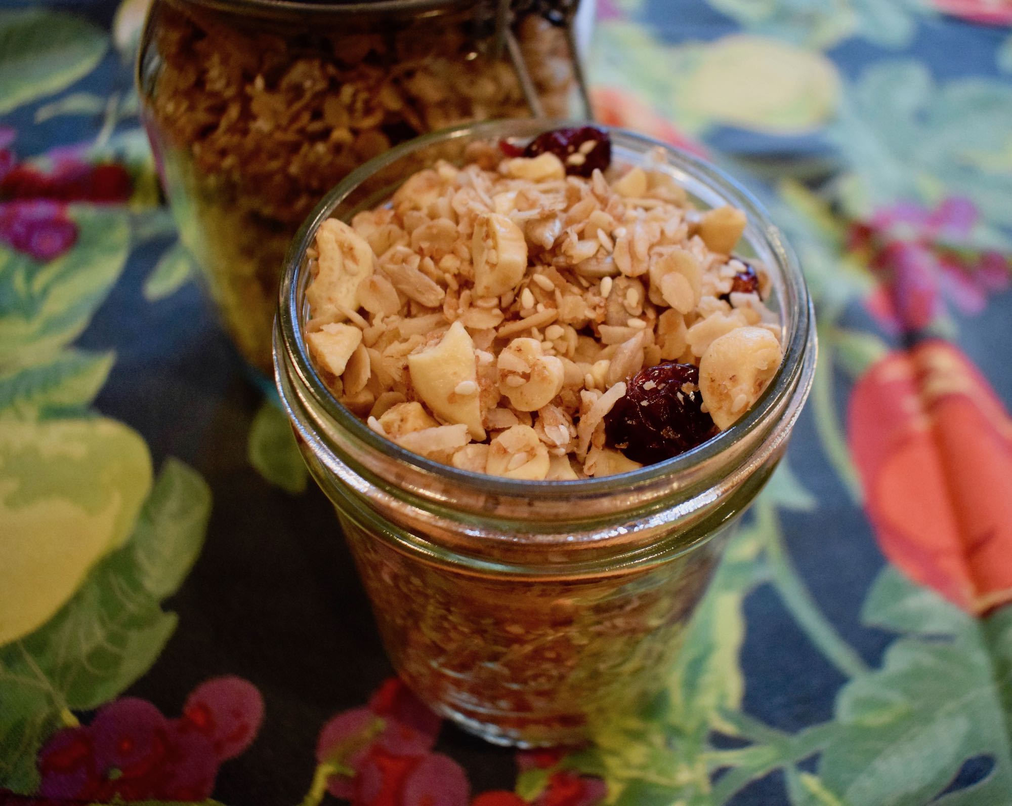 Jars of Cashew Cranberry Granola